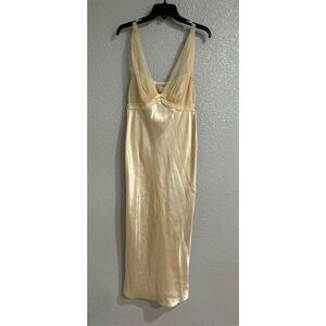 Vintage 40-50’s Nightgown floor length Satin Mesh Lace supportive bra adjustable